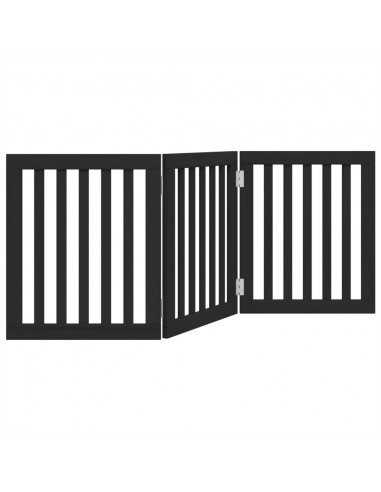 Cancello per Cani Pieghevole 3 Pannelli Nero 150cm Legno Pioppo