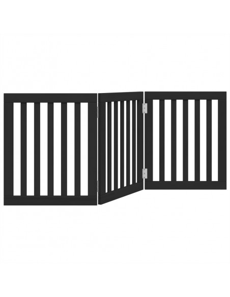 Cancello per Cani Pieghevole 3 Pannelli Nero 150cm Legno Pioppo