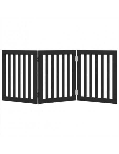Cancello per Cani Pieghevole 3 Pannelli Nero 150cm Legno Pioppo