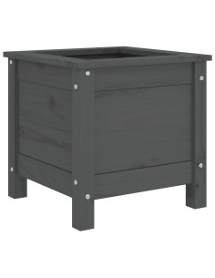 Fioriera da Giardino Grigia 40x40x39 cm Legno Massello di Pino 2