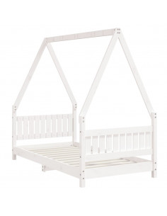 Giroletto per Bambini Bianco 80x160cm in Legno Massello di Pino