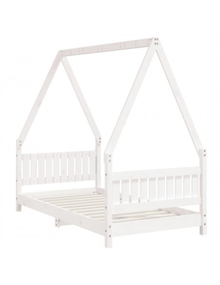 Giroletto per Bambini Bianco 80x160cm in Legno Massello di Pino