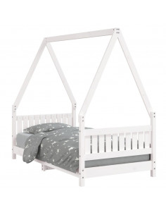 Giroletto per Bambini Bianco 80x160cm in Legno Massello di Pino 2