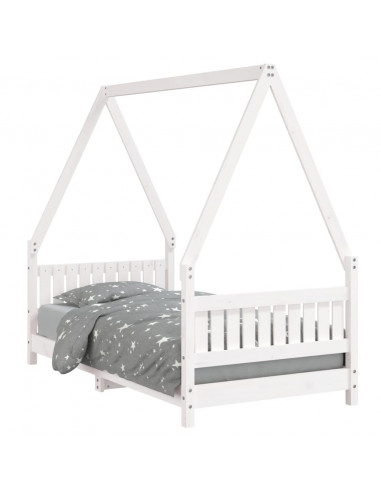 Giroletto per Bambini Bianco 80x160cm in Legno Massello di Pino
