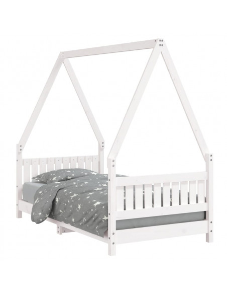 Giroletto per Bambini Bianco 80x160cm in Legno Massello di Pino