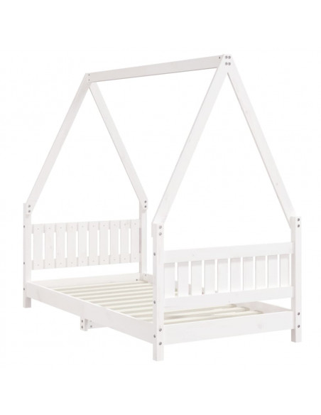 Giroletto per Bambini Bianco 80x160cm in Legno Massello di Pino