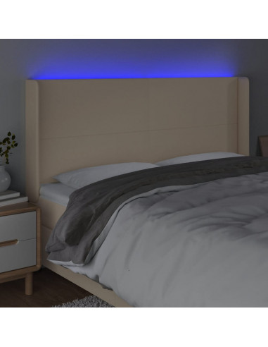 Testiera a LED Crema 183x16x118/128 cm in Tessuto