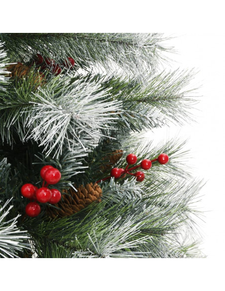 Albero Natale Artificiale Incernierato con Pigne e Bacche 150cm