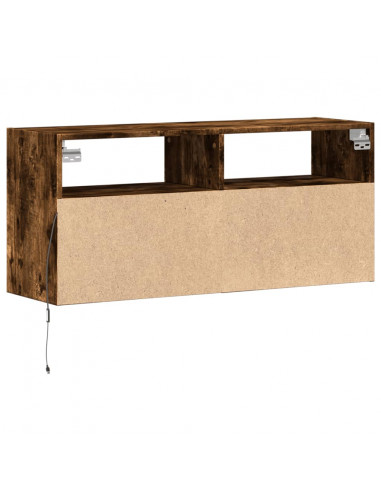 Mobile TV a Parete con Luci LED Rovere Fumo 100x31x45 cm