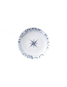 Piatto Brunner 0830026N C8C GLAMOUR Fondo Bianco e Blu con decoro