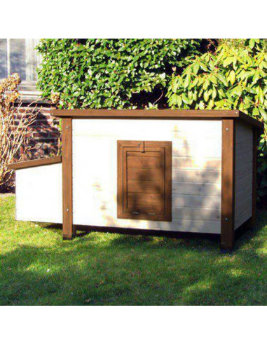 @Pet Casetta per Polli da Esterno 136x74,5x75cm Legno Bianco e Marrone