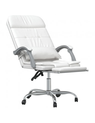Poltrona da Ufficio Massaggiante Reclinabile Bianca Similpelle