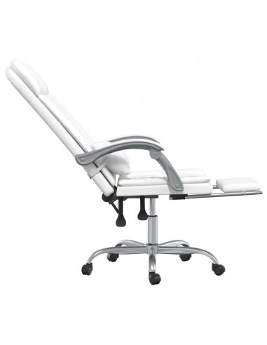 Poltrona da Ufficio Massaggiante Reclinabile Bianca Similpelle