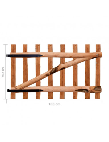 Cancello Singolo Recinzione Legno Nocciolo Impregnato 100x60 cm