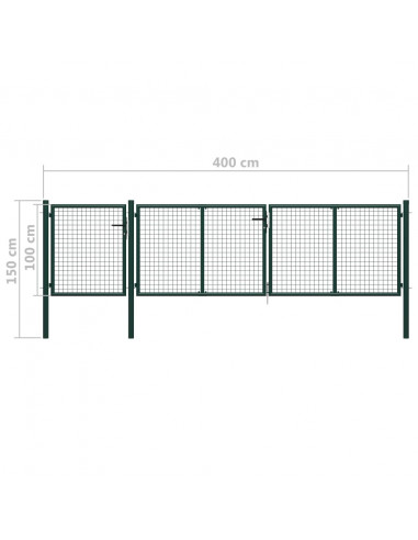 Cancello per Giardino in Acciaio 400x100cm Verde