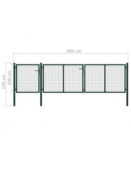 Cancello per Giardino in Acciaio 400x100cm Verde