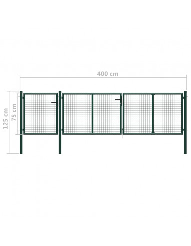 Cancello per Giardino in Acciaio 400x75 cm Verde