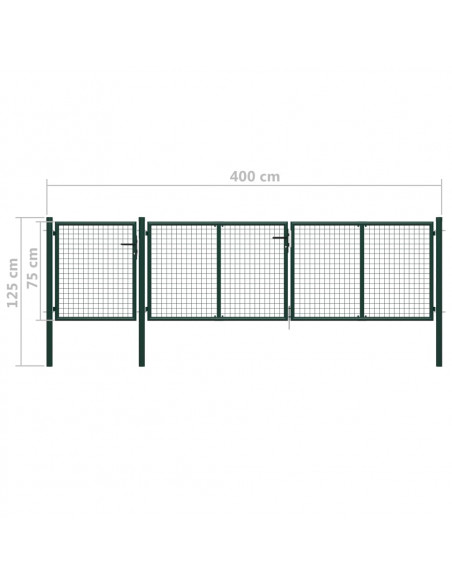 Cancello per Giardino in Acciaio 400x75 cm Verde