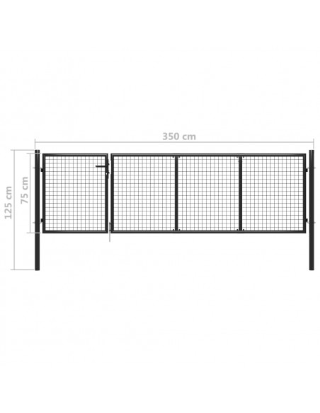 Cancello per Giardino in Acciaio 350x75 cm Antracite