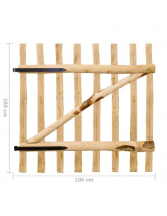 Cancello Singolo per Recinzione in Legno di Nocciolo 100x100 cm