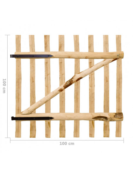Cancello Singolo per Recinzione in Legno di Nocciolo 100x100 cm