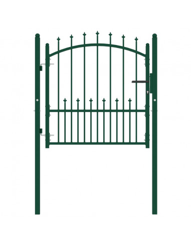Cancello per Recinzione con Punte in Acciaio 100x100 cm Verde