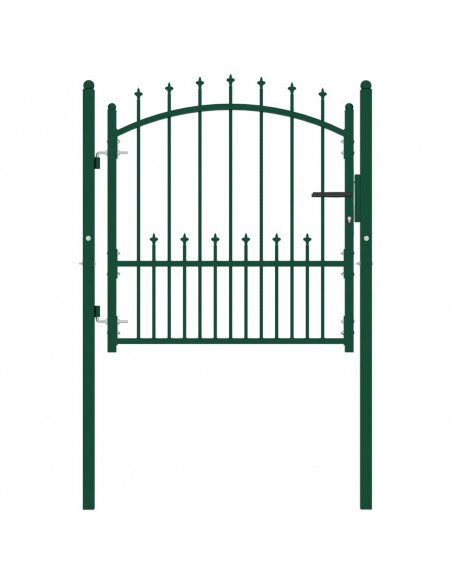Cancello per Recinzione con Punte in Acciaio 100x100 cm Verde
