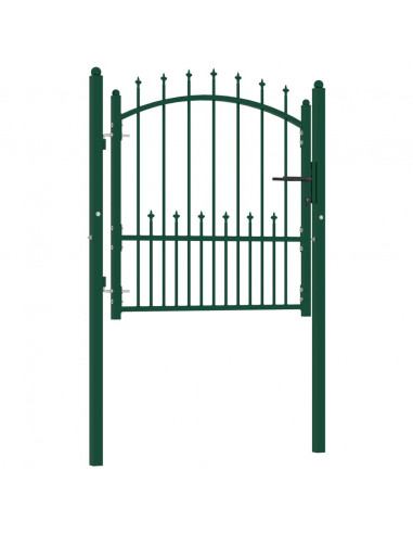 Cancello per Recinzione con Punte in Acciaio 100x100 cm Verde