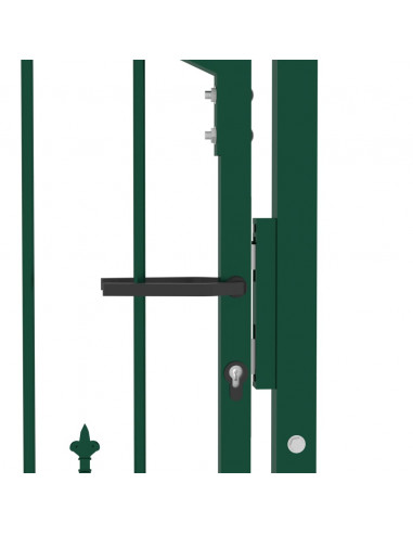 Cancello per Recinzione con Punte in Acciaio 100x100 cm Verde