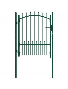 Cancello per Recinzione con Punte in Acciaio 100x125 cm Verde 2