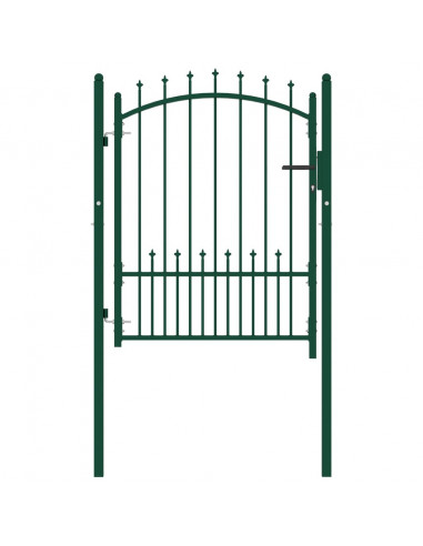 Cancello per Recinzione con Punte in Acciaio 100x125 cm Verde