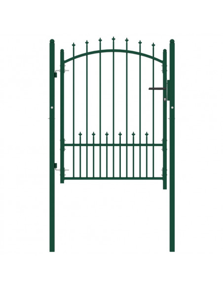 Cancello per Recinzione con Punte in Acciaio 100x125 cm Verde