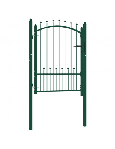 Cancello per Recinzione con Punte in Acciaio 100x125 cm Verde