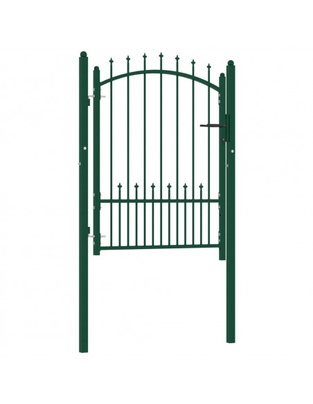 Cancello per Recinzione con Punte in Acciaio 100x125 cm Verde