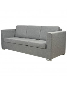 2 Pz Set di Divani in Stoffa Grigio Chiaro