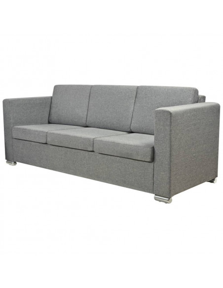 2 Pz Set di Divani in Stoffa Grigio Chiaro