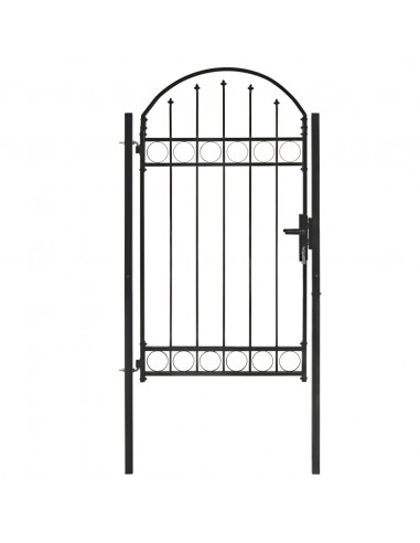 Cancello per Recinzione ad Arco in Acciaio 100x175 cm Nero
