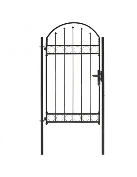 Cancello per Recinzione ad Arco in Acciaio 100x175 cm Nero