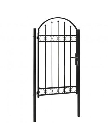 Cancello per Recinzione ad Arco in Acciaio 100x175 cm Nero