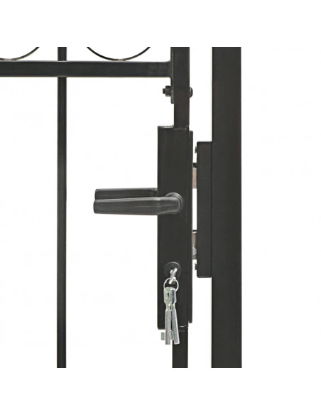 Cancello per Recinzione ad Arco in Acciaio 100x175 cm Nero