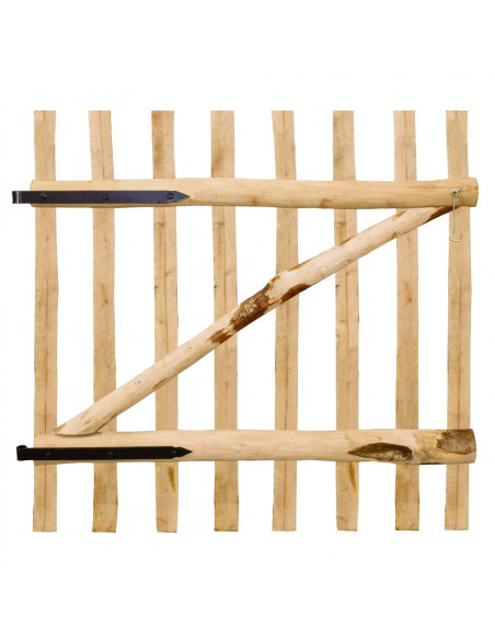 Cancello Singolo per Recinzione in Legno di Nocciolo 100x100 cm