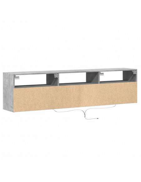 Mobile TV a Parete con LED Grigio Cemento 180x31x45 cm