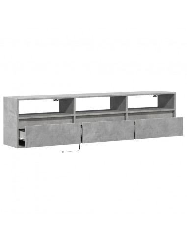 Mobile TV a Parete con LED Grigio Cemento 180x31x45 cm