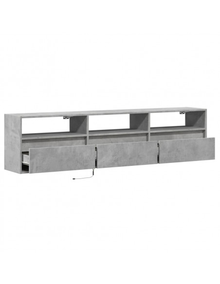 Mobile TV a Parete con LED Grigio Cemento 180x31x45 cm