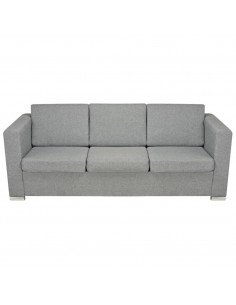 3 Pz Set di Divani in Stoffa Grigio Chiaro