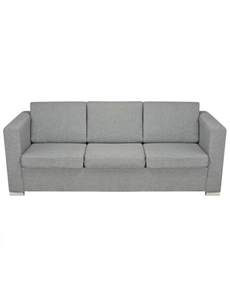 3 Pz Set di Divani in Stoffa Grigio Chiaro