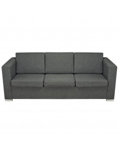 3 Pz Set di Divani in Stoffa Grigio Scuro