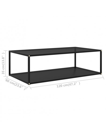 322903  Coffee Table Black 120x60x35 cm Tempered Glass