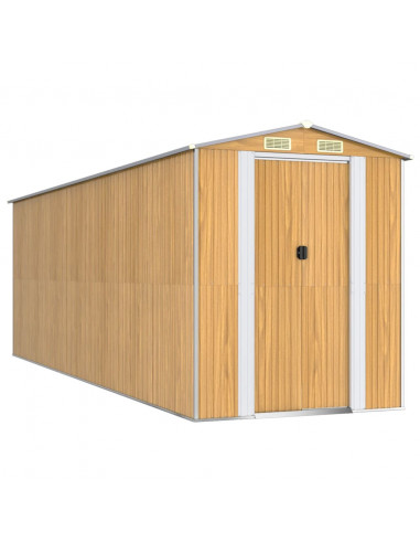 Capanno Giardino Marrone Chiaro 192x606x223 cm Acciaio Zincato