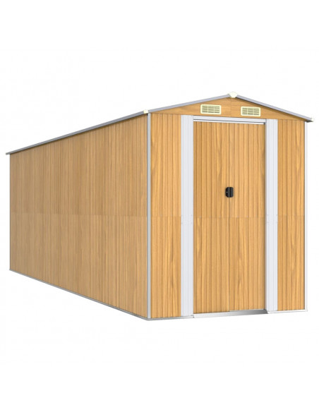 Capanno Giardino Marrone Chiaro 192x606x223 cm Acciaio Zincato